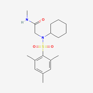 molecular formula C18H28N2O3S B3620573 2-[cyclohexyl-(2,4,6-trimethylphenyl)sulfonylamino]-N-methylacetamide 