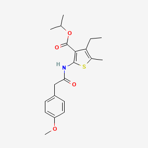 molecular formula C20H25NO4S B3620601 isopropyl 4-ethyl-2-{[(4-methoxyphenyl)acetyl]amino}-5-methyl-3-thiophenecarboxylate 