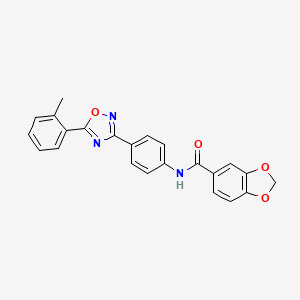 molecular formula C23H17N3O4 B3620652 N-{4-[5-(2-methylphenyl)-1,2,4-oxadiazol-3-yl]phenyl}-1,3-benzodioxole-5-carboxamide 