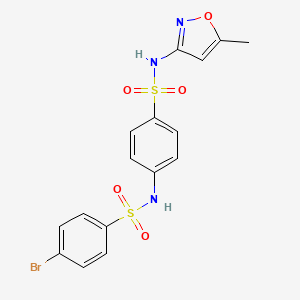 molecular formula C16H14BrN3O5S2 B3620682 4-bromo-N-(4-{[(5-methyl-3-isoxazolyl)amino]sulfonyl}phenyl)benzenesulfonamide 