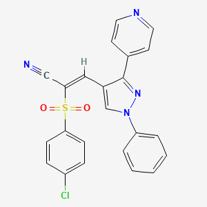 2-[(4-chlorophenyl)sulfonyl]-3-[1-phenyl-3-(4-pyridinyl)-1H-pyrazol-4-yl]acrylonitrile