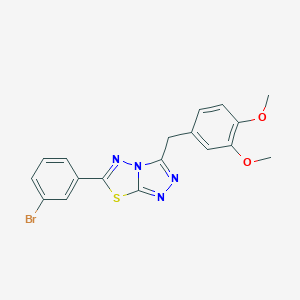 molecular formula C18H15BrN4O2S B362072 6-(3-Bromophenyl)-3-(3,4-dimethoxybenzyl)[1,2,4]triazolo[3,4-b][1,3,4]thiadiazole CAS No. 929850-50-0