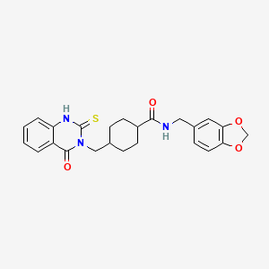 N-(1,3-benzodioxol-5-ylmethyl)-4-[(4-oxo-2-thioxo-1,4-dihydro-3(2H)-quinazolinyl)methyl]cyclohexanecarboxamide