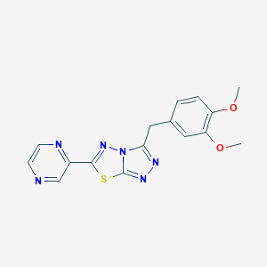 molecular formula C16H14N6O2S B362074 3-(3,4-Dimethoxybenzyl)-6-(2-pyrazinyl)[1,2,4]triazolo[3,4-b][1,3,4]thiadiazole CAS No. 929820-01-9