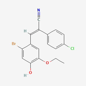 molecular formula C17H13BrClNO2 B3620756 (2E)-3-(2-bromo-5-ethoxy-4-hydroxyphenyl)-2-(4-chlorophenyl)prop-2-enenitrile 