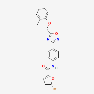 molecular formula C21H16BrN3O4 B3620781 5-bromo-N-(4-{5-[(2-methylphenoxy)methyl]-1,2,4-oxadiazol-3-yl}phenyl)furan-2-carboxamide 