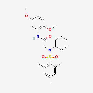 molecular formula C25H34N2O5S B3620785 N~2~-cyclohexyl-N~1~-(2,5-dimethoxyphenyl)-N~2~-(mesitylsulfonyl)glycinamide 