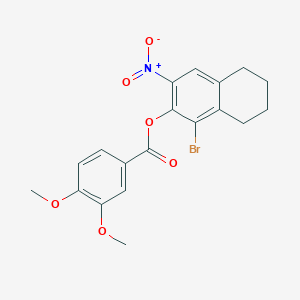 molecular formula C19H18BrNO6 B3620879 (1-Bromo-3-nitro-5,6,7,8-tetrahydronaphthalen-2-yl) 3,4-dimethoxybenzoate 