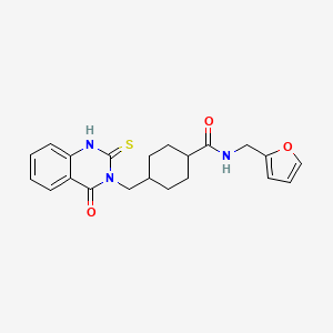 N-(2-furylmethyl)-4-[(4-oxo-2-thioxo-1,4-dihydro-3(2H)-quinazolinyl)methyl]cyclohexanecarboxamide