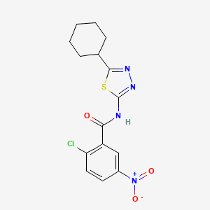 molecular formula C15H15ClN4O3S B3620917 2-chloro-N-(5-cyclohexyl-1,3,4-thiadiazol-2-yl)-5-nitrobenzamide 