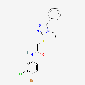 N-(4-bromo-3-chlorophenyl)-2-[(4-ethyl-5-phenyl-4H-1,2,4-triazol-3-yl)sulfanyl]acetamide