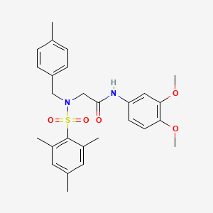 molecular formula C27H32N2O5S B3620960 N~1~-(3,4-dimethoxyphenyl)-N~2~-(mesitylsulfonyl)-N~2~-(4-methylbenzyl)glycinamide 