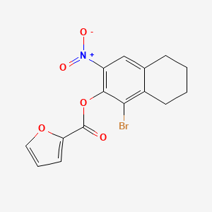 molecular formula C15H12BrNO5 B3620975 (1-Bromo-3-nitro-5,6,7,8-tetrahydronaphthalen-2-yl) furan-2-carboxylate 