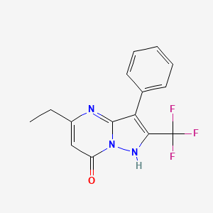 molecular formula C15H12F3N3O B3621093 5-ethyl-3-phenyl-2-(trifluoromethyl)pyrazolo[1,5-a]pyrimidin-7(4H)-one 