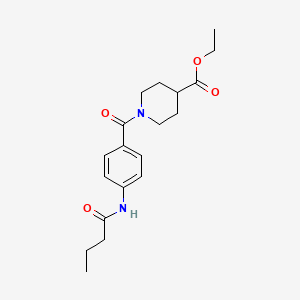 molecular formula C19H26N2O4 B3621171 Ethyl 1-{[4-(butanoylamino)phenyl]carbonyl}piperidine-4-carboxylate 