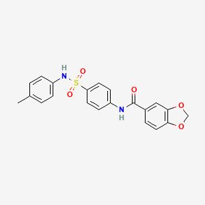 molecular formula C21H18N2O5S B3621179 N-{4-[(4-METHYLPHENYL)SULFAMOYL]PHENYL}-2H-1,3-BENZODIOXOLE-5-CARBOXAMIDE 