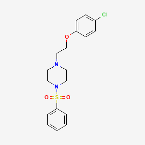 molecular formula C18H21ClN2O3S B3621235 1-[2-(4-chlorophenoxy)ethyl]-4-(phenylsulfonyl)piperazine 