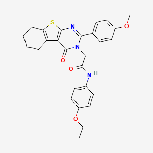 molecular formula C27H27N3O4S B3621238 N-(4-ethoxyphenyl)-2-[2-(4-methoxyphenyl)-4-oxo-5,6,7,8-tetrahydro[1]benzothieno[2,3-d]pyrimidin-3(4H)-yl]acetamide 