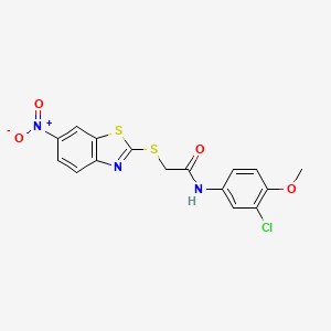 N-(3-chloro-4-methoxyphenyl)-2-[(6-nitro-1,3-benzothiazol-2-yl)sulfanyl]acetamide