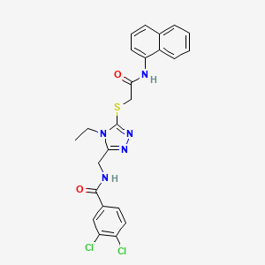 molecular formula C24H21Cl2N5O2S B3621316 3,4-dichloro-N-[(4-ethyl-5-{[2-(naphthalen-1-ylamino)-2-oxoethyl]sulfanyl}-4H-1,2,4-triazol-3-yl)methyl]benzamide 