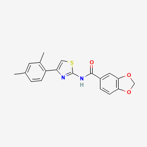 molecular formula C19H16N2O3S B3621324 N-[4-(2,4-DIMETHYLPHENYL)-1,3-THIAZOL-2-YL]-2H-1,3-BENZODIOXOLE-5-CARBOXAMIDE 