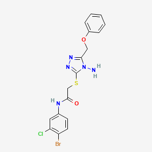 molecular formula C17H15BrClN5O2S B3621335 2-{[4-amino-5-(phenoxymethyl)-4H-1,2,4-triazol-3-yl]sulfanyl}-N-(4-bromo-3-chlorophenyl)acetamide 