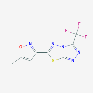 molecular formula C8H4F3N5OS B362137 6-(5-Methyl-1,2-oxazol-3-yl)-3-(trifluoromethyl)[1,2,4]triazolo[3,4-b][1,3,4]thiadiazole CAS No. 954782-80-0