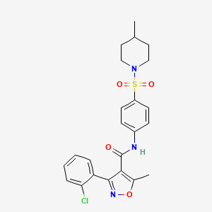 molecular formula C23H24ClN3O4S B3621371 3-(2-CHLOROPHENYL)-5-METHYL-N-{4-[(4-METHYLPIPERIDINO)SULFONYL]PHENYL}-4-ISOXAZOLECARBOXAMIDE 