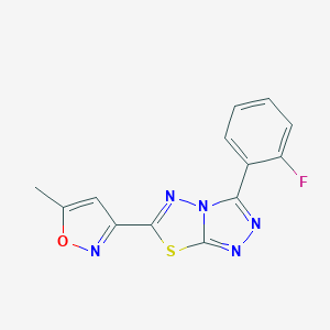 molecular formula C13H8FN5OS B362138 3-(2-Fluorophenyl)-6-(5-methyl-1,2-oxazol-3-yl)[1,2,4]triazolo[3,4-b][1,3,4]thiadiazole CAS No. 954314-49-9