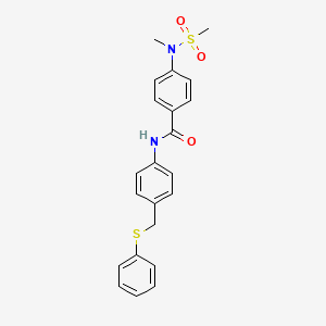 molecular formula C22H22N2O3S2 B3621385 4-[methyl(methylsulfonyl)amino]-N-{4-[(phenylthio)methyl]phenyl}benzamide 