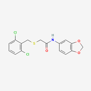 molecular formula C16H13Cl2NO3S B3621388 N-(1,3-benzodioxol-5-yl)-2-[(2,6-dichlorobenzyl)sulfanyl]acetamide 