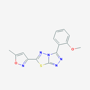 molecular formula C14H11N5O2S B362139 3-(2-Methoxyphenyl)-6-(5-methyl-1,2-oxazol-3-yl)[1,2,4]triazolo[3,4-b][1,3,4]thiadiazole CAS No. 954837-42-4