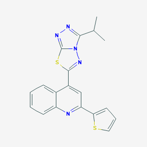 molecular formula C19H15N5S2 B362140 4-(3-Isopropyl[1,2,4]triazolo[3,4-b][1,3,4]thiadiazol-6-yl)-2-(2-thienyl)quinoline CAS No. 954756-82-2
