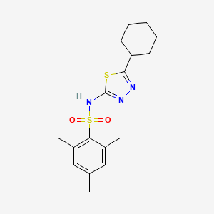 molecular formula C17H23N3O2S2 B3621468 N-(5-cyclohexyl-1,3,4-thiadiazol-2-yl)-2,4,6-trimethylbenzenesulfonamide 