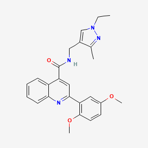 molecular formula C25H26N4O3 B3621487 2-(2,5-dimethoxyphenyl)-N-[(1-ethyl-3-methyl-1H-pyrazol-4-yl)methyl]-4-quinolinecarboxamide 