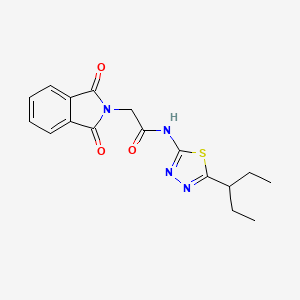 molecular formula C17H18N4O3S B3621494 2-(1,3-dioxo-2,3-dihydro-1H-isoindol-2-yl)-N-[5-(pentan-3-yl)-1,3,4-thiadiazol-2-yl]acetamide 