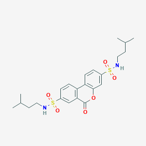 molecular formula C23H30N2O6S2 B3621502 N,N'-bis(3-methylbutyl)-6-oxo-6H-benzo[c]chromene-3,8-disulfonamide 