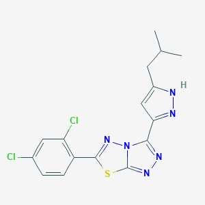 molecular formula C16H14Cl2N6S B362152 6-(2,4-dichlorophenyl)-3-(3-isobutyl-1H-pyrazol-5-yl)[1,2,4]triazolo[3,4-b][1,3,4]thiadiazole CAS No. 1050287-51-8