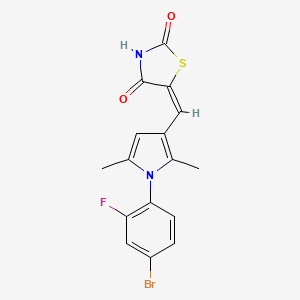 (5E)-5-{[1-(4-bromo-2-fluorophenyl)-2,5-dimethyl-1H-pyrrol-3-yl]methylidene}-1,3-thiazolidine-2,4-dione