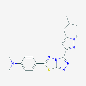 molecular formula C18H21N7S B362156 {4-[3-(3-isobutyl-1H-pyrazol-5-yl)[1,2,4]triazolo[3,4-b][1,3,4]thiadiazol-6-yl]phenyl}dimethylamine CAS No. 1050290-35-1