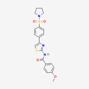 molecular formula C21H21N3O4S2 B3621562 4-methoxy-N-{4-[4-(pyrrolidin-1-ylsulfonyl)phenyl]-1,3-thiazol-2-yl}benzamide 