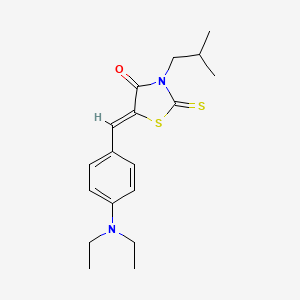 molecular formula C18H24N2OS2 B3621574 (5Z)-5-{[4-(DIETHYLAMINO)PHENYL]METHYLIDENE}-3-(2-METHYLPROPYL)-2-SULFANYLIDENE-1,3-THIAZOLIDIN-4-ONE 