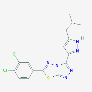 molecular formula C16H14Cl2N6S B362158 6-(3,4-dichlorophenyl)-3-(3-isobutyl-1H-pyrazol-5-yl)[1,2,4]triazolo[3,4-b][1,3,4]thiadiazole CAS No. 1050285-74-9
