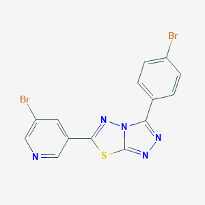 molecular formula C14H7Br2N5S B362159 3-(4-Bromophenyl)-6-(5-bromo-3-pyridinyl)[1,2,4]triazolo[3,4-b][1,3,4]thiadiazole CAS No. 929826-43-7