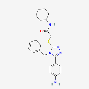 molecular formula C23H27N5OS B3621592 2-{[5-(4-aminophenyl)-4-benzyl-4H-1,2,4-triazol-3-yl]sulfanyl}-N-cyclohexylacetamide 