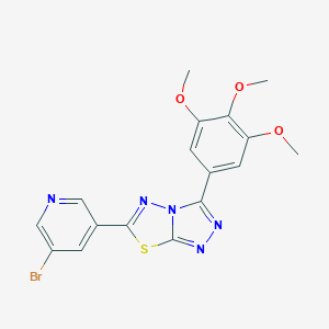 molecular formula C17H14BrN5O3S B362163 6-(5-Bromo-3-pyridinyl)-3-(3,4,5-trimethoxyphenyl)[1,2,4]triazolo[3,4-b][1,3,4]thiadiazole CAS No. 929827-33-8