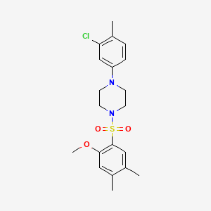 molecular formula C20H25ClN2O3S B3621636 1-(3-Chloro-4-methylphenyl)-4-(2-methoxy-4,5-dimethylbenzenesulfonyl)piperazine 