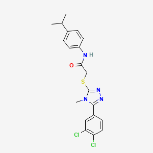 molecular formula C20H20Cl2N4OS B3621663 2-{[5-(3,4-dichlorophenyl)-4-methyl-4H-1,2,4-triazol-3-yl]sulfanyl}-N-[4-(propan-2-yl)phenyl]acetamide 