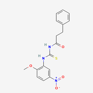 molecular formula C17H17N3O4S B3621690 N-[(2-methoxy-5-nitrophenyl)carbamothioyl]-3-phenylpropanamide 