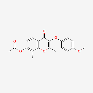 molecular formula C20H18O6 B3621705 3-(4-methoxyphenoxy)-2,8-dimethyl-4-oxo-4H-chromen-7-yl acetate 